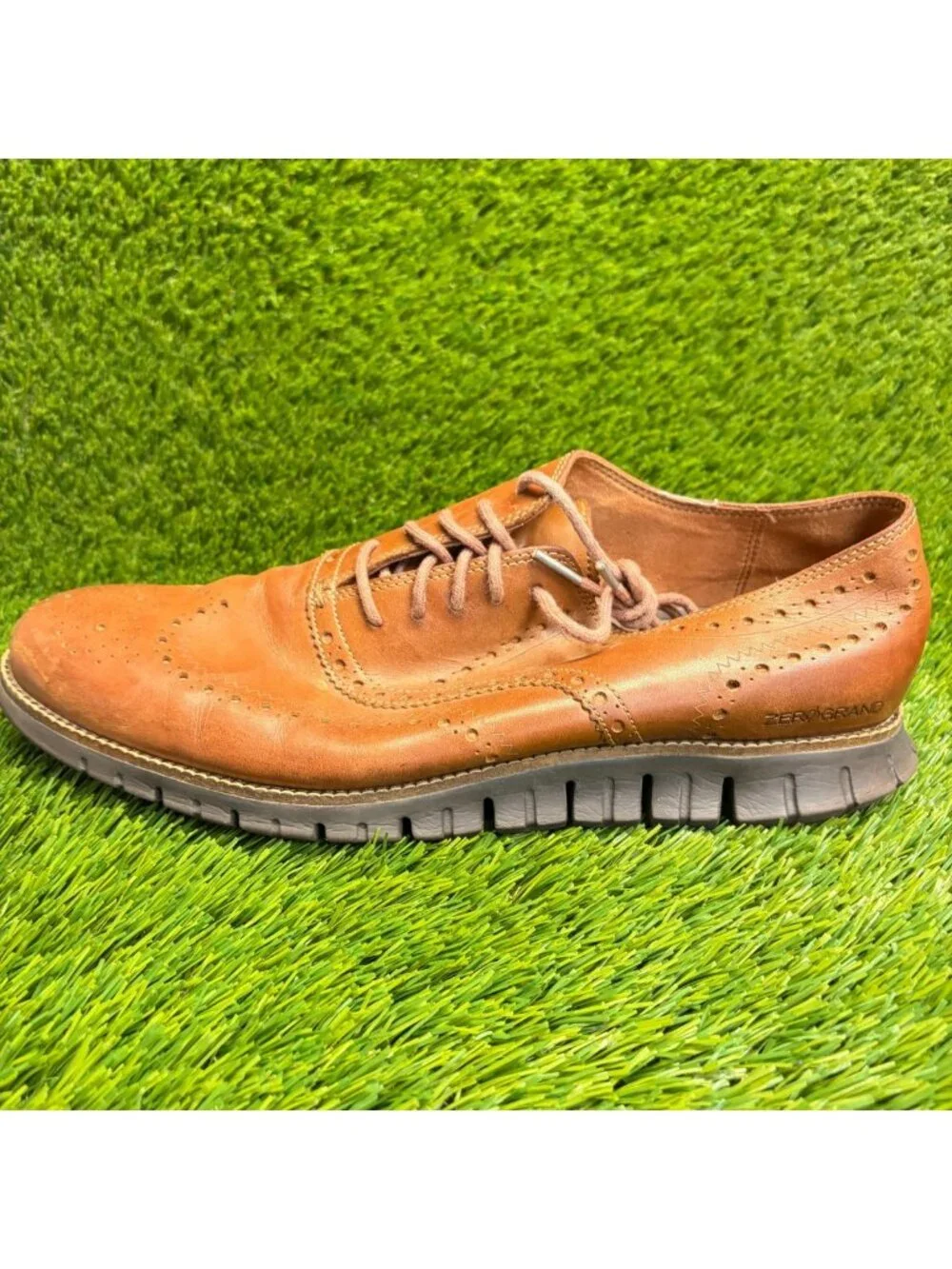 Cole Haan ZeroGrand Mens Size 12 Brown Classic Leather Wingtip Oxford Shoes